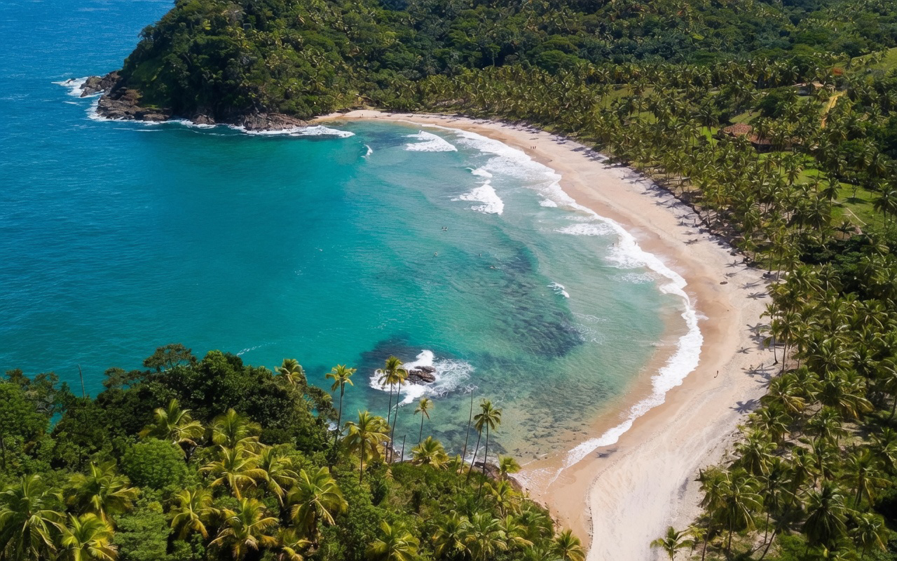 Praia de Itacarezinho com coqueiros e areia clara
